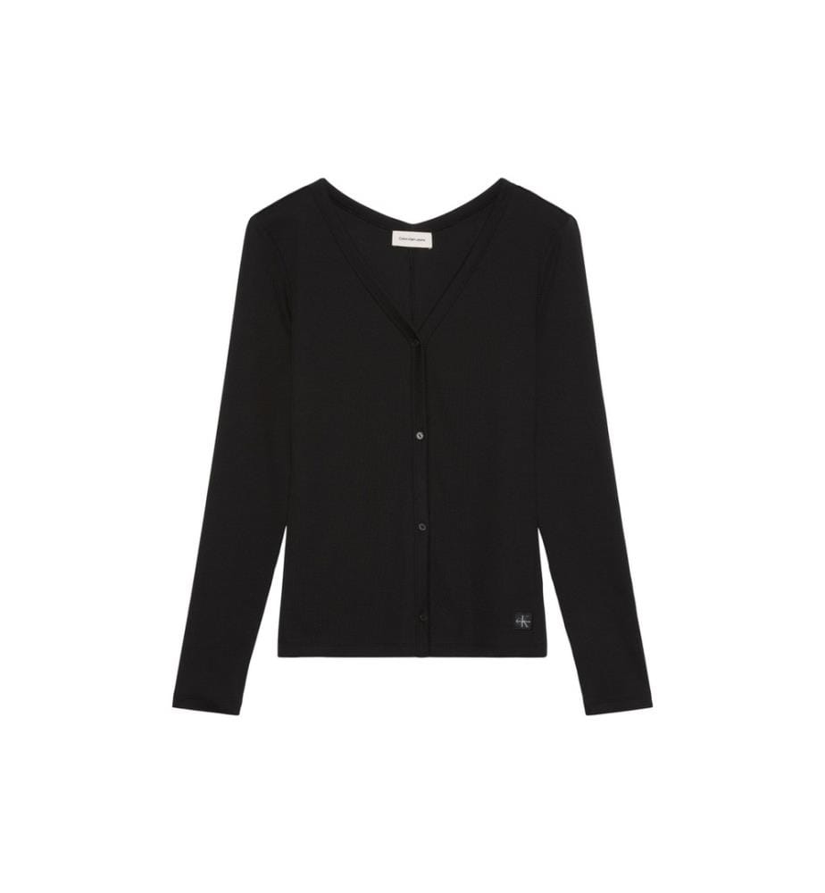 Langärmelige Strickjacke aus Rippstrick – Schwarz