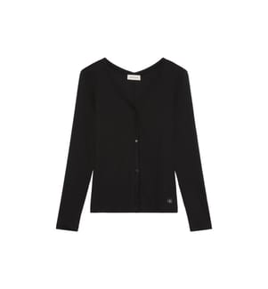 Langärmelige Strickjacke aus Rippstrick – Schwarz