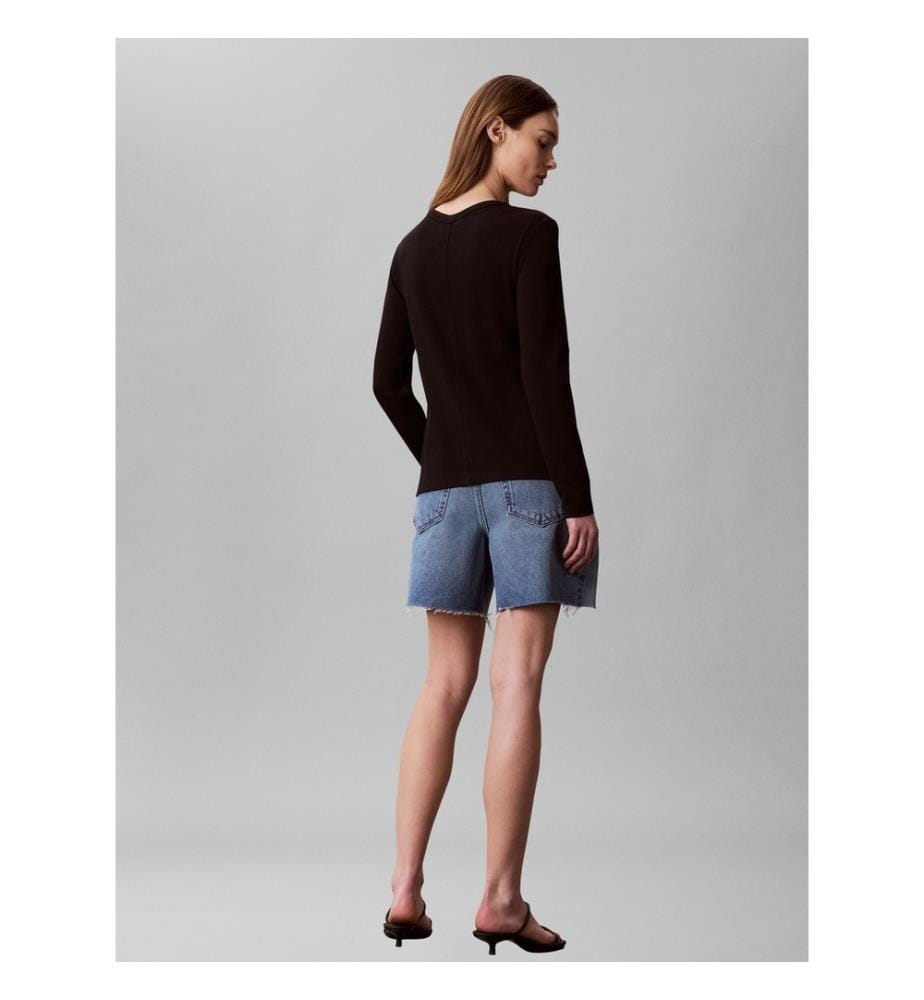 Langärmelige Strickjacke aus Rippstrick – Schwarz