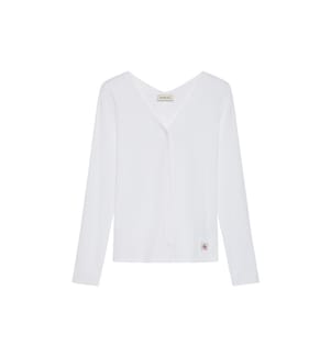 Langärmelige Strickjacke aus Rippstrick – Weiss