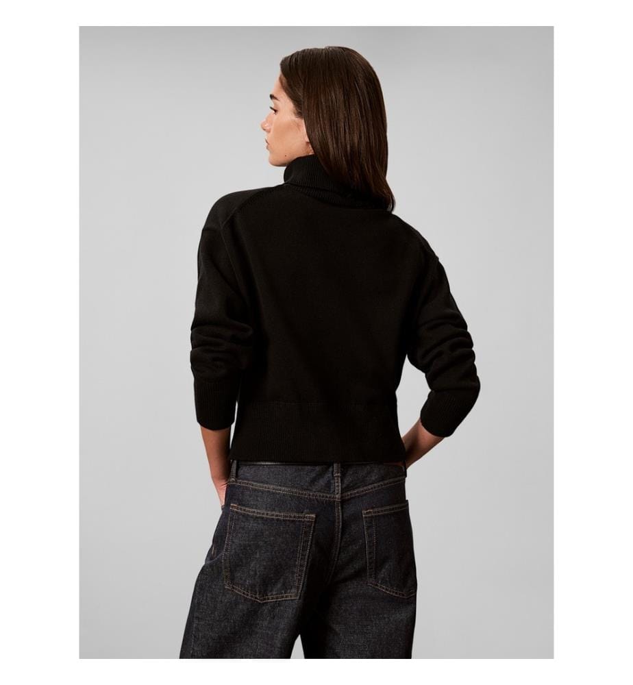 Pullover mit Stehkragen und Logo – Schwarz