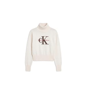 Pullover mit Stehkragen und Logo – Ecru