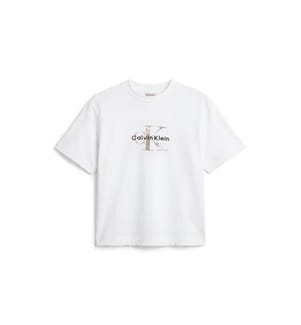 Boxy-T-Shirt mit Logo – Weiss