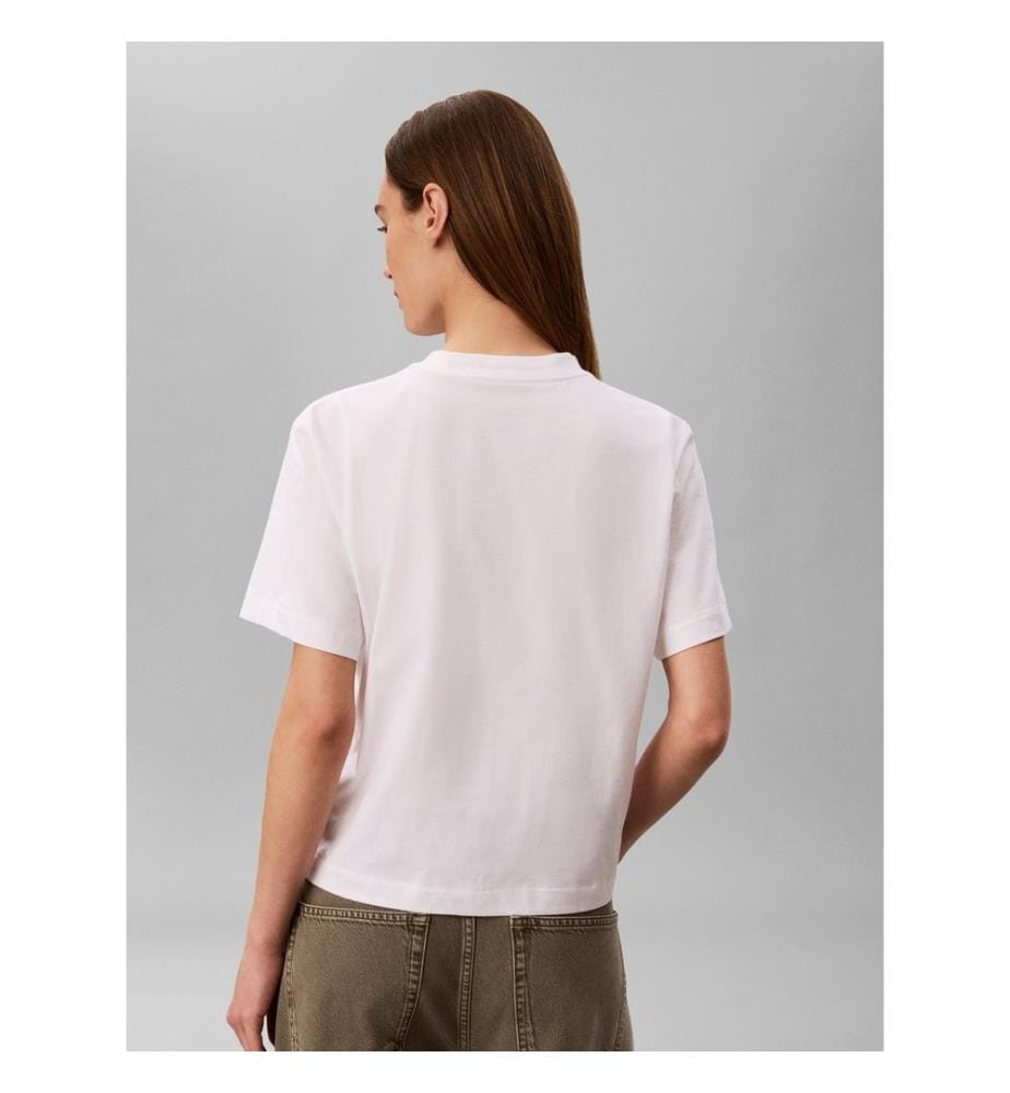 Boxy-T-Shirt mit Logo – Weiss