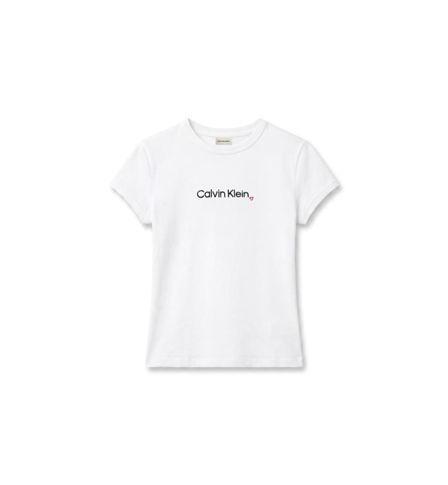 Figurbetontes T-Shirt mit Herz-Logo – Weiss