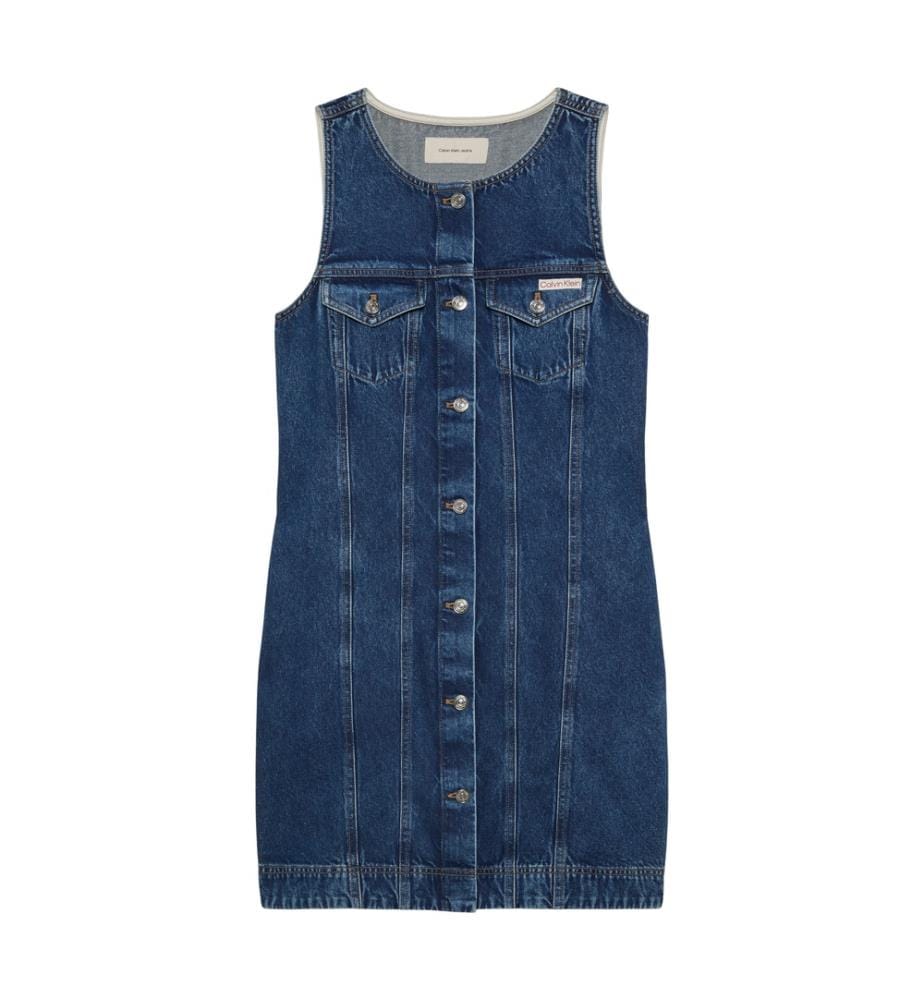 Robe Trucker sans Manches en Denim - Bleu Foncé