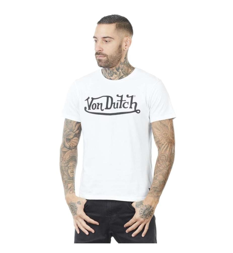 First Rundhalsausschnitt T-Shirt Weiss Print Schwarz - Weiss und Schwarz