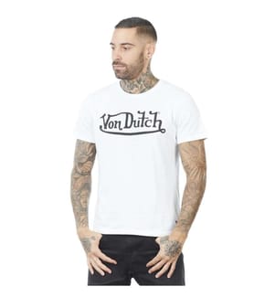 First Rundhalsausschnitt T-Shirt Weiss Print Schwarz - Weiss und Schwarz