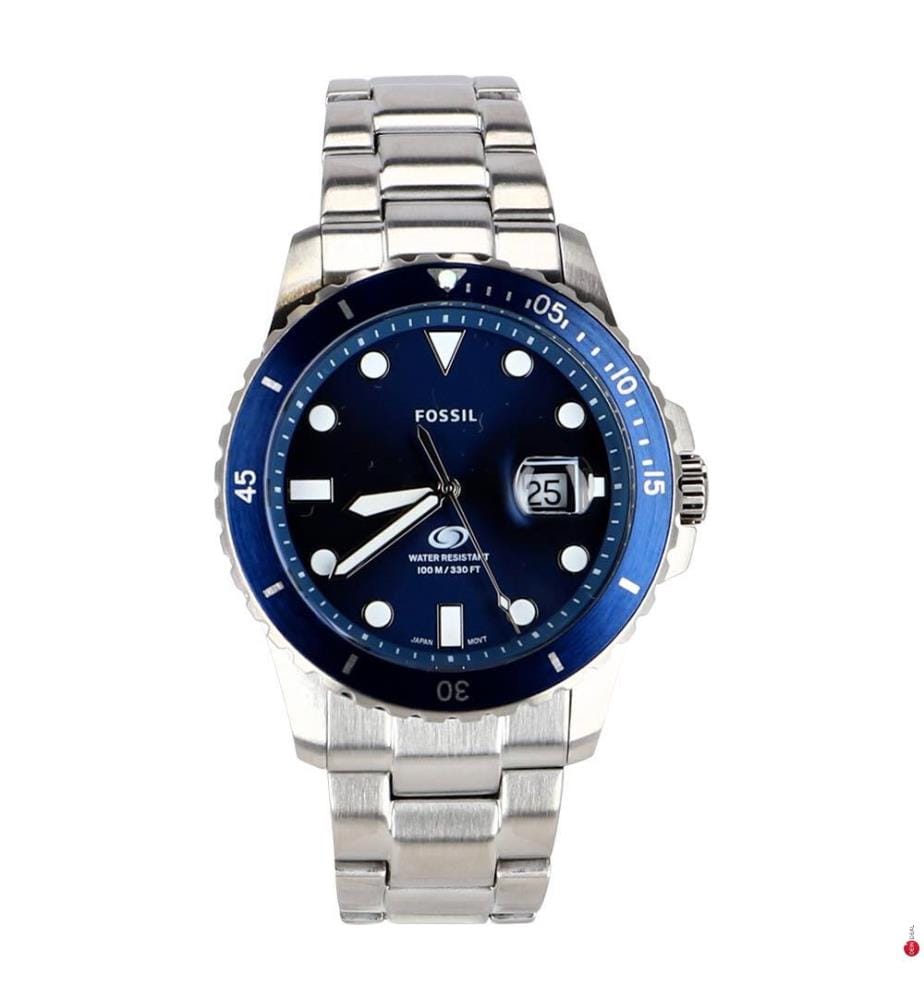 Montre De Plongée Blue Mouvement À 3 Aiguilles Acier Inoxydable - Argent