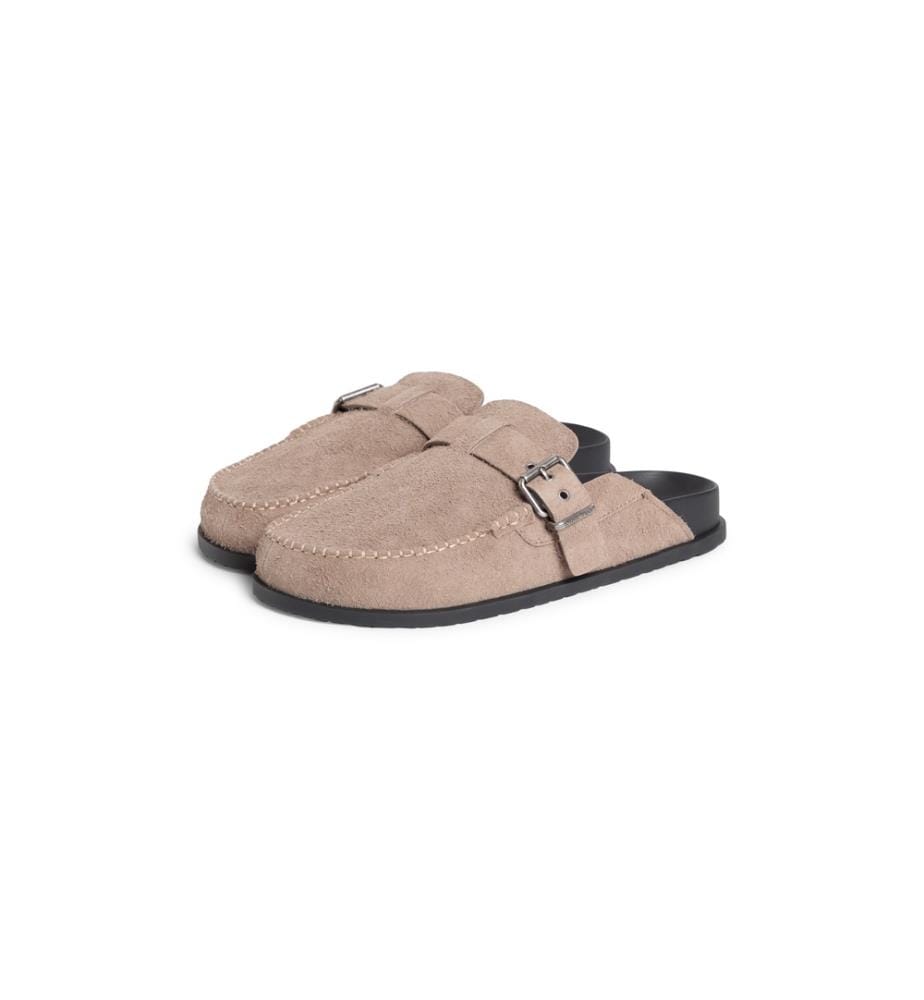 Textured Suede Moccasins - Taupe