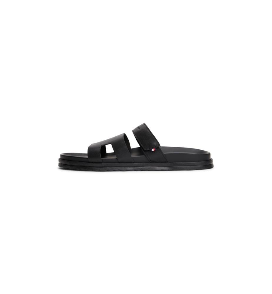 Premium Verstellbare Flache Sandalen aus Leder - Schwarz