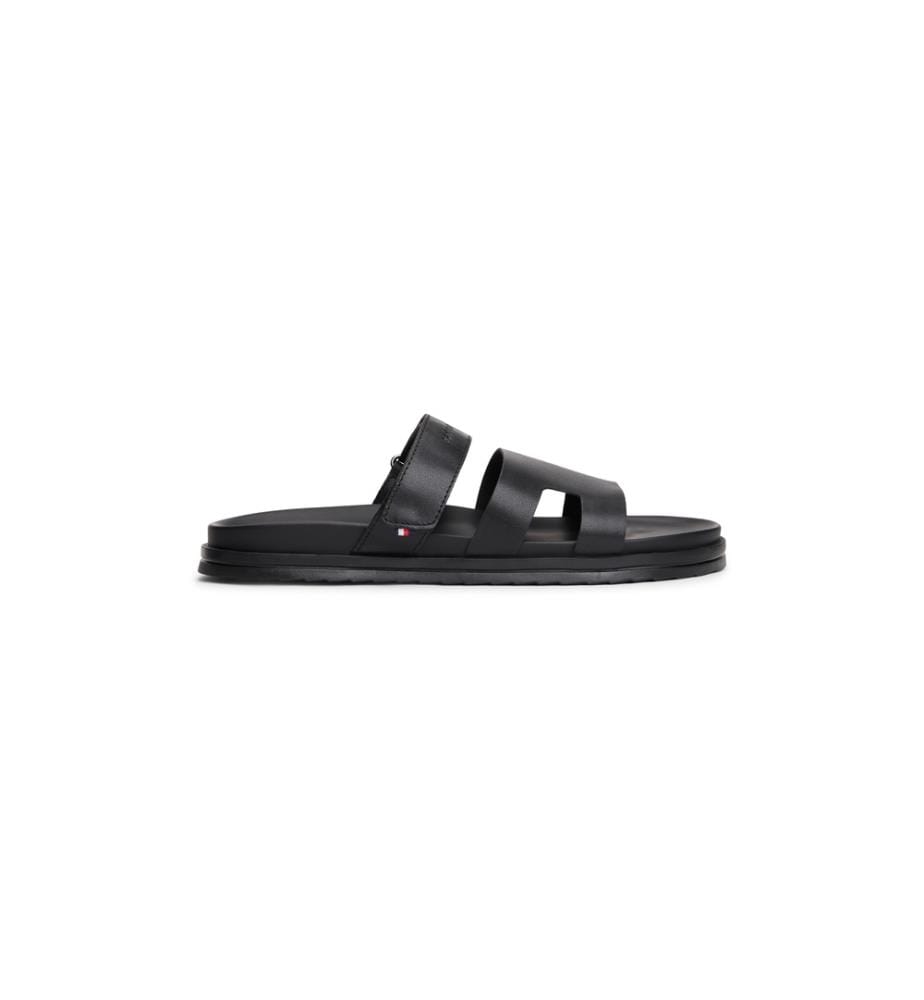Premium Verstellbare Flache Sandalen aus Leder - Schwarz
