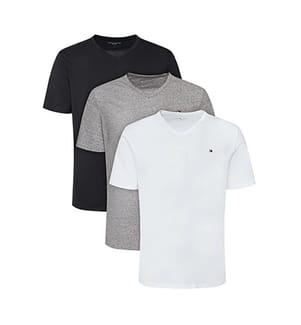 3er-Pack „Signature“-T-Shirts aus Baumwolle – Grau/Weiss/Schwarz
