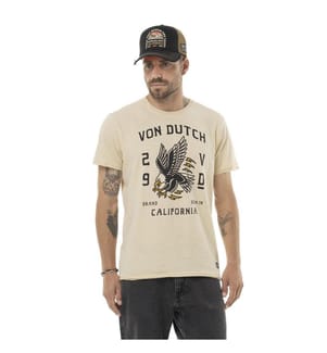 T-Shirt – Beige / Schwarz / Gelb / Bordeauxrot