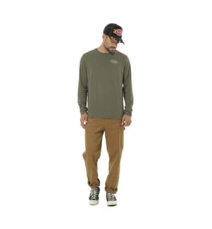 Langarm-T-Shirt – Grün / Orange / Beige