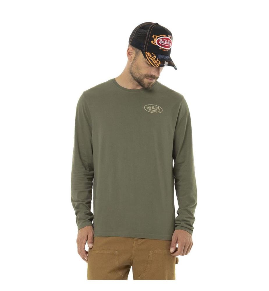 Langarm-T-Shirt – Grün / Orange / Beige