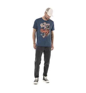 T-Shirt - Blau, Orange, Schwarz und Weiss