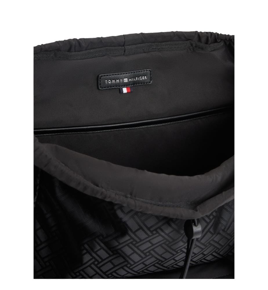 Sac à dos à rabat et motif drapeau tissé jacquard - Noir