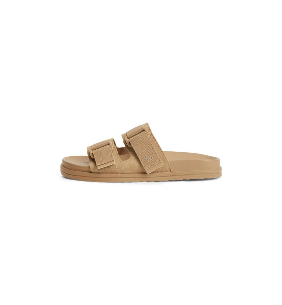 Suede sandals with a canvas strap and buckle - Navy Blue","detected_source_language":"FR