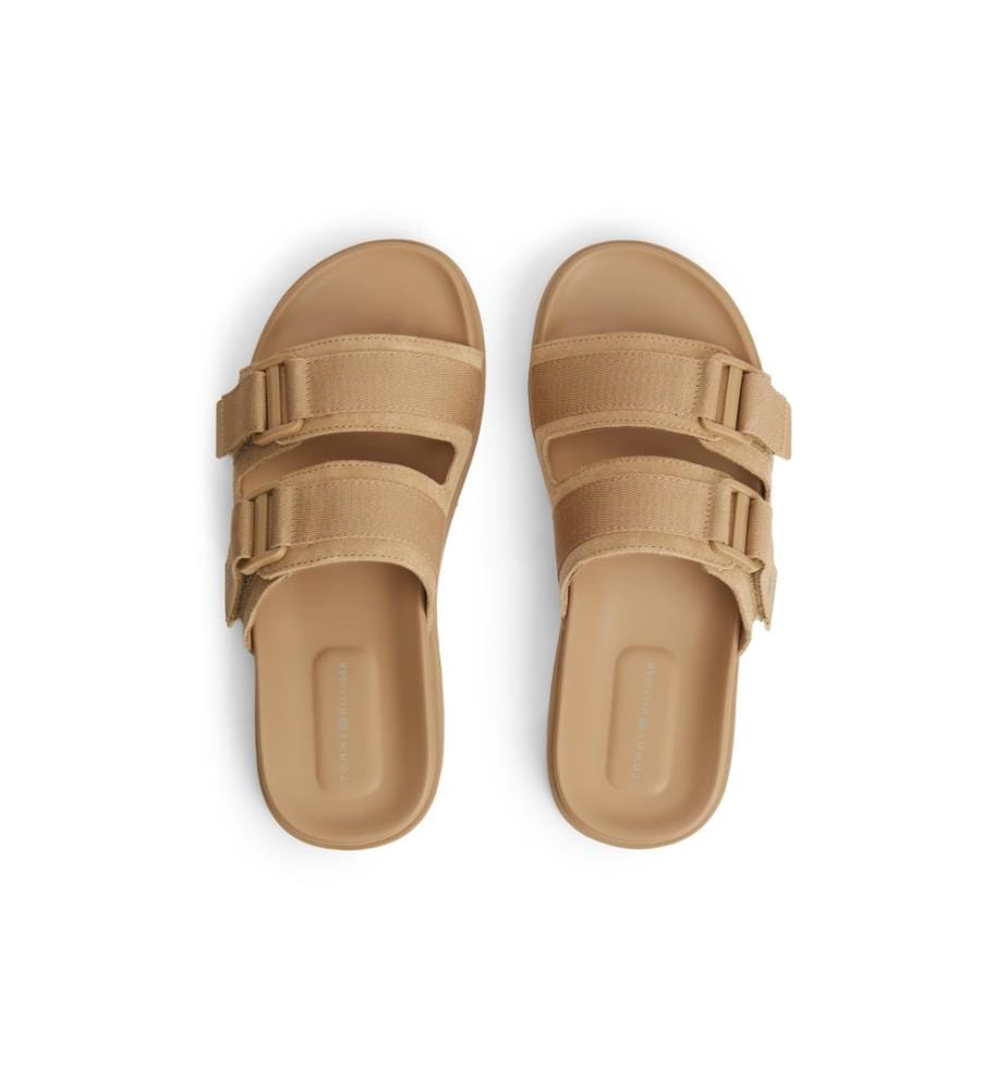 Suede sandals with a canvas strap and buckle - Navy Blue","detected_source_language":"FR