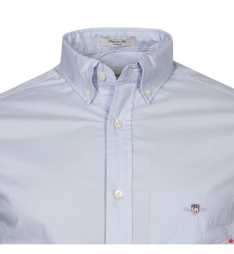 Poplin Regular Fit Hemd - Hellblau