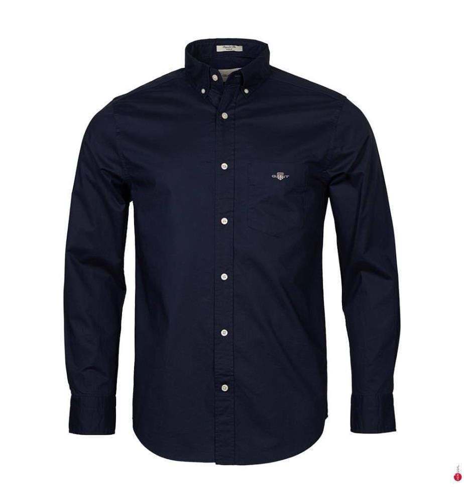 Poplin Regular Fit Hemd - Marine