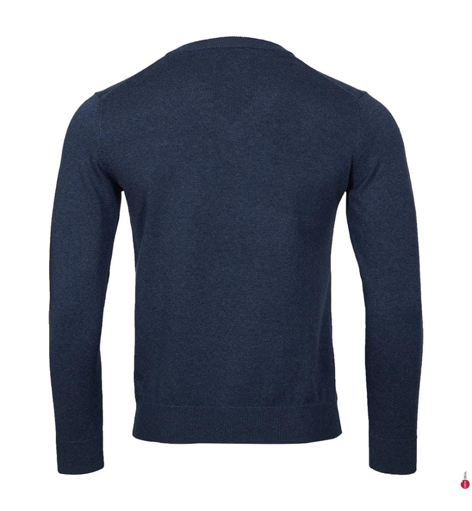 Klassischer Pullover mit V-Ausschnitt aus Baumwolle - Navy