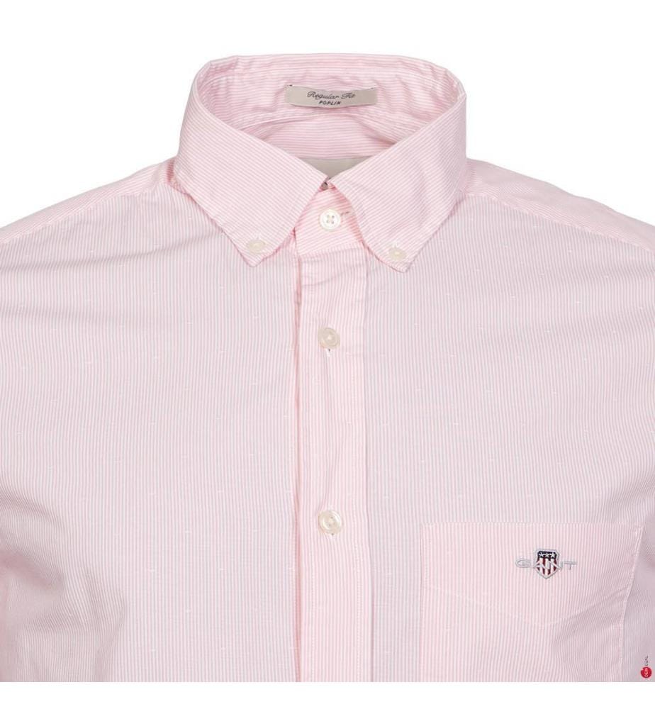 Hemd Regular Fit Dobby Dot Stripe - Geranium Pink