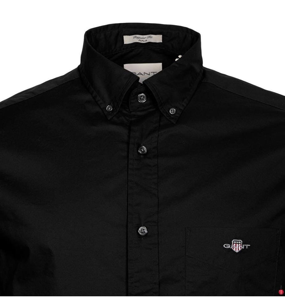 Popeline-Hemd Classic Fit - Schwarz