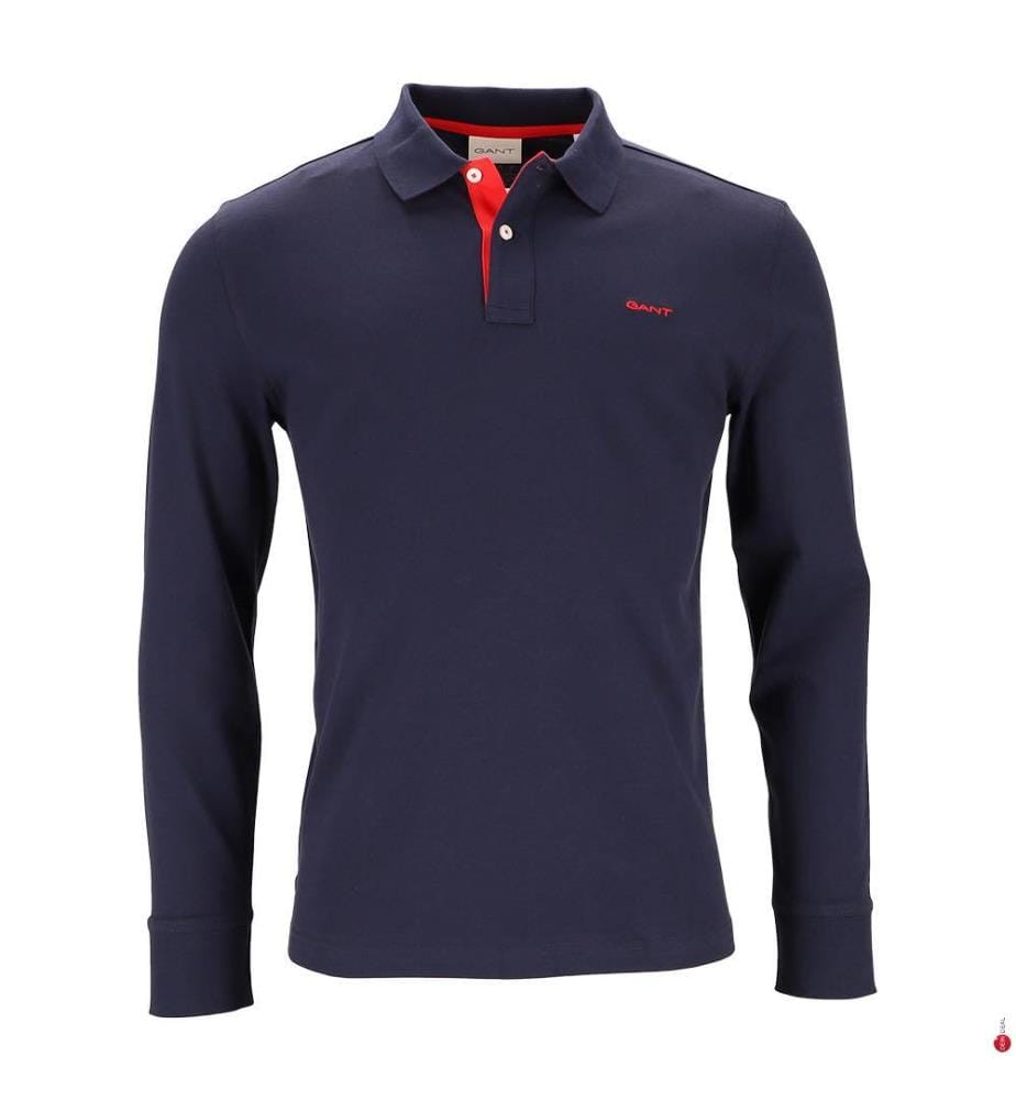 Kontrastierendes Piqué-Poloshirt - Marine