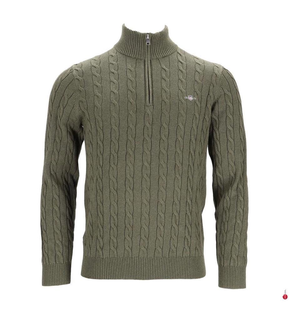 Pullover mit Zopfmuster - Khaki