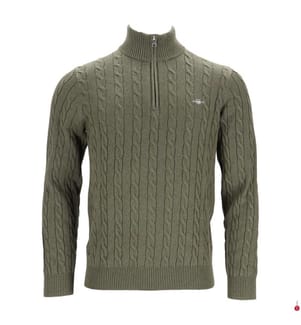 Pullover mit Zopfmuster - Khaki