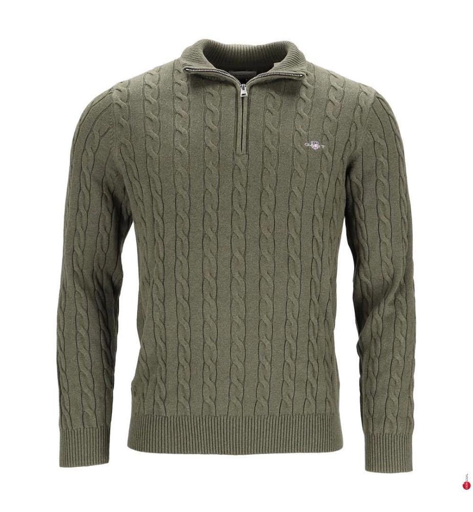 Pullover mit Zopfmuster - Khaki