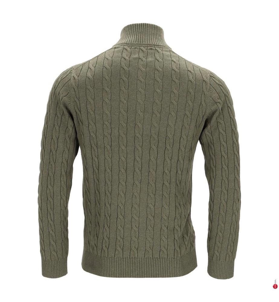 Pullover mit Zopfmuster - Khaki