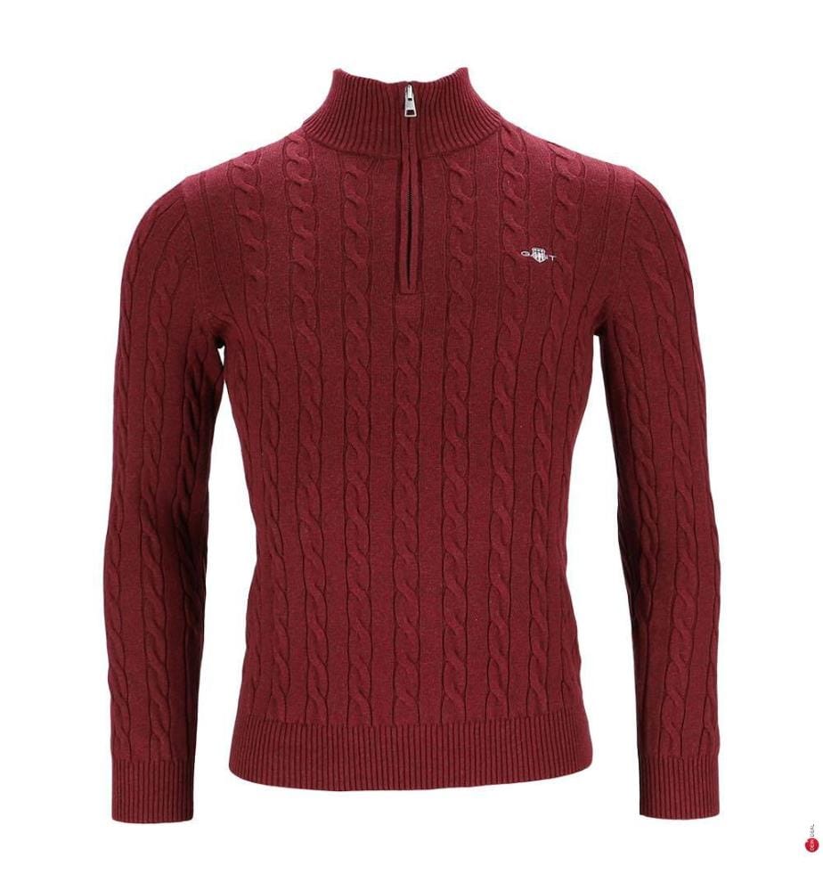Pullover mit Zopfmuster - Bordeaux