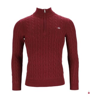 Pullover mit Zopfmuster - Bordeaux