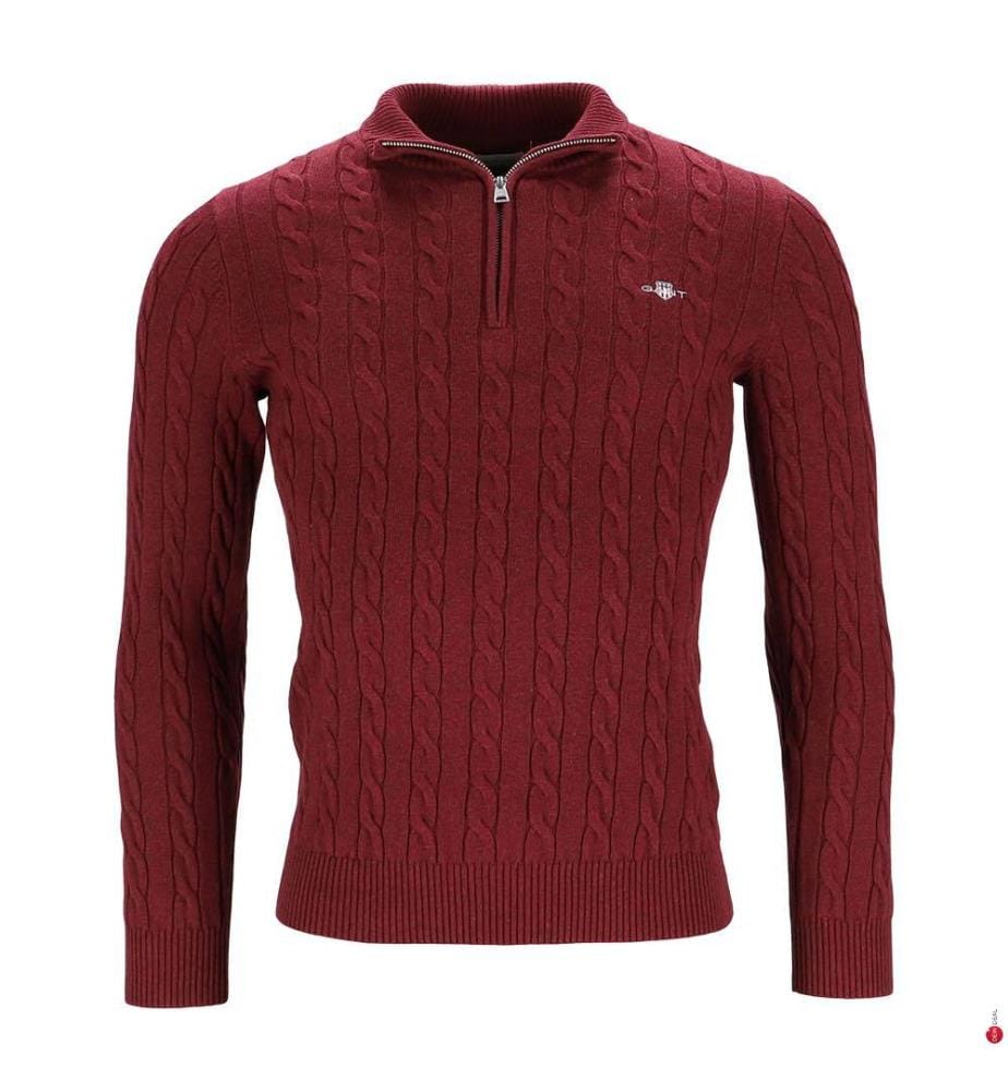 Pullover mit Zopfmuster - Bordeaux