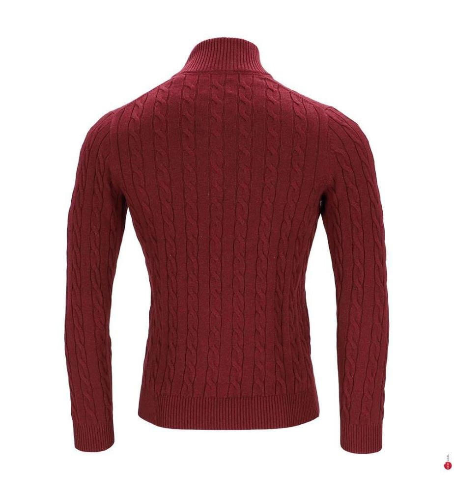 Pullover mit Zopfmuster - Bordeaux