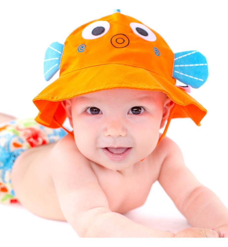 Ensemble Windel-Badeanzug und Hut Fish - Multicolor