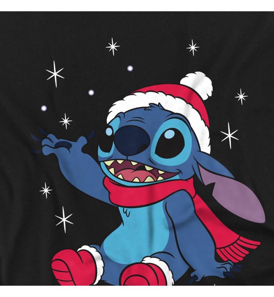 Lilo And Stitch/Christmas Snowflakes T-Shirt - Schwarz