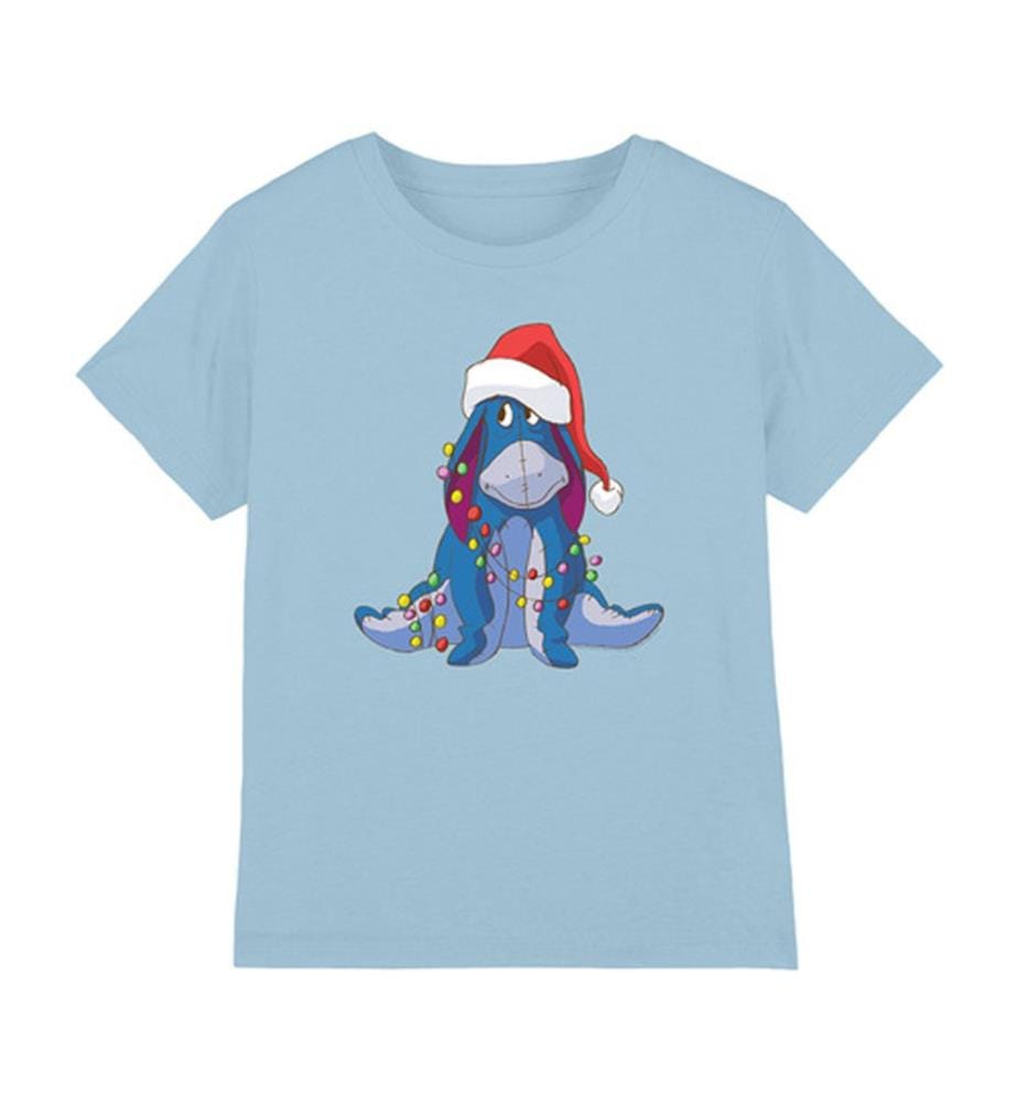 Winnie The Pooh Christmas Light Entangled Eeyore T-Shirt - Light Blue