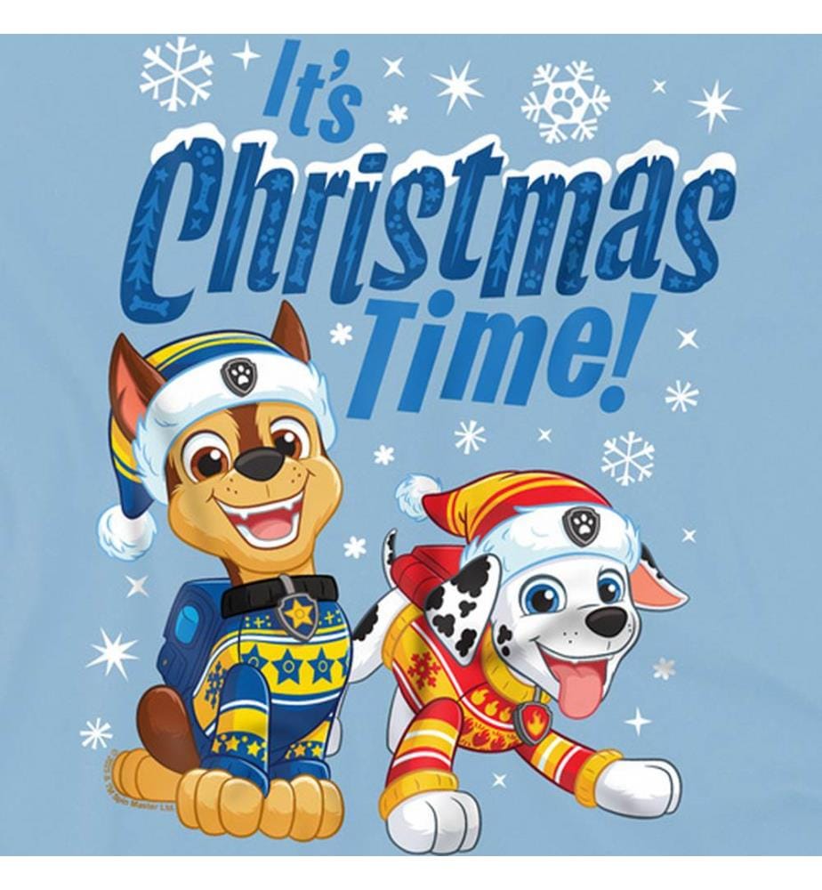 Paw Patrol Chase And Marshall Christmas Time T-Shirt - Hellblau