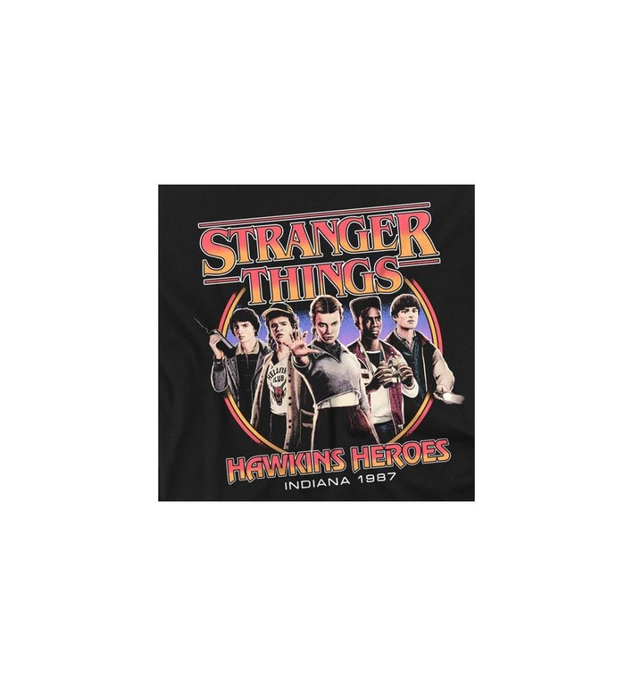 T-Shirt Stranger Things Hawkins Heroes Gruppe 1987 - Schwarz