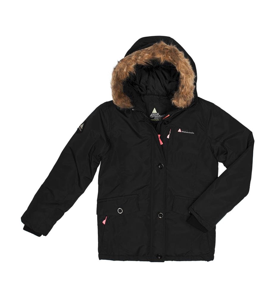 Parka Mädchen 10 bis 16 Jahre, Schwarz