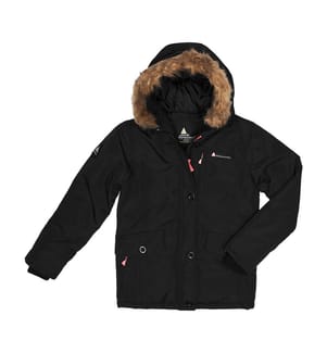 Parka Mädchen 10 bis 16 Jahre, Schwarz