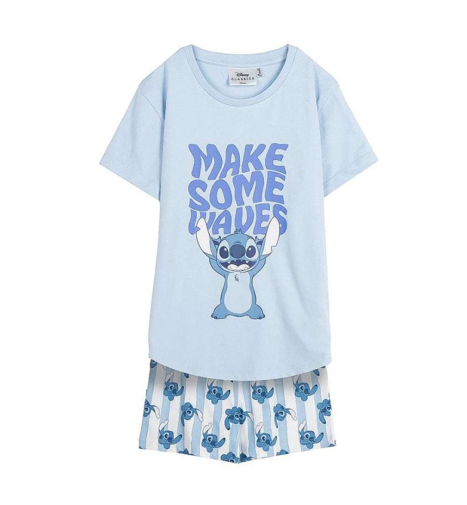 2-teiliges Set: Kurzer Pyjama aus Stitch-Jersey - Blau