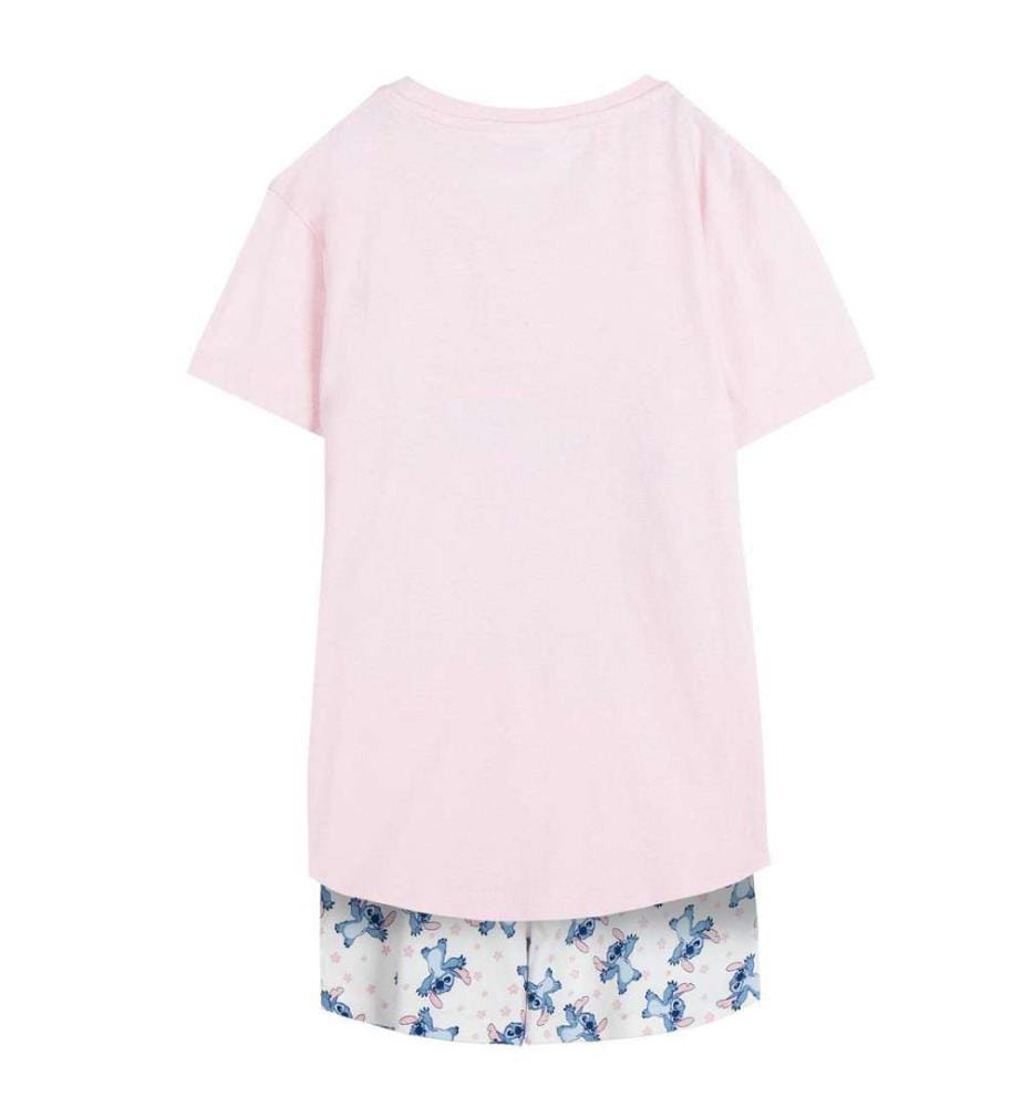 2-teiliges Set: Kurzer Pyjama aus Jersey mit Stickmuster - Rosa