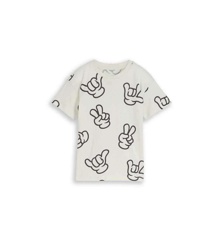 Oversized patterned T-shirt - Off-white and grey