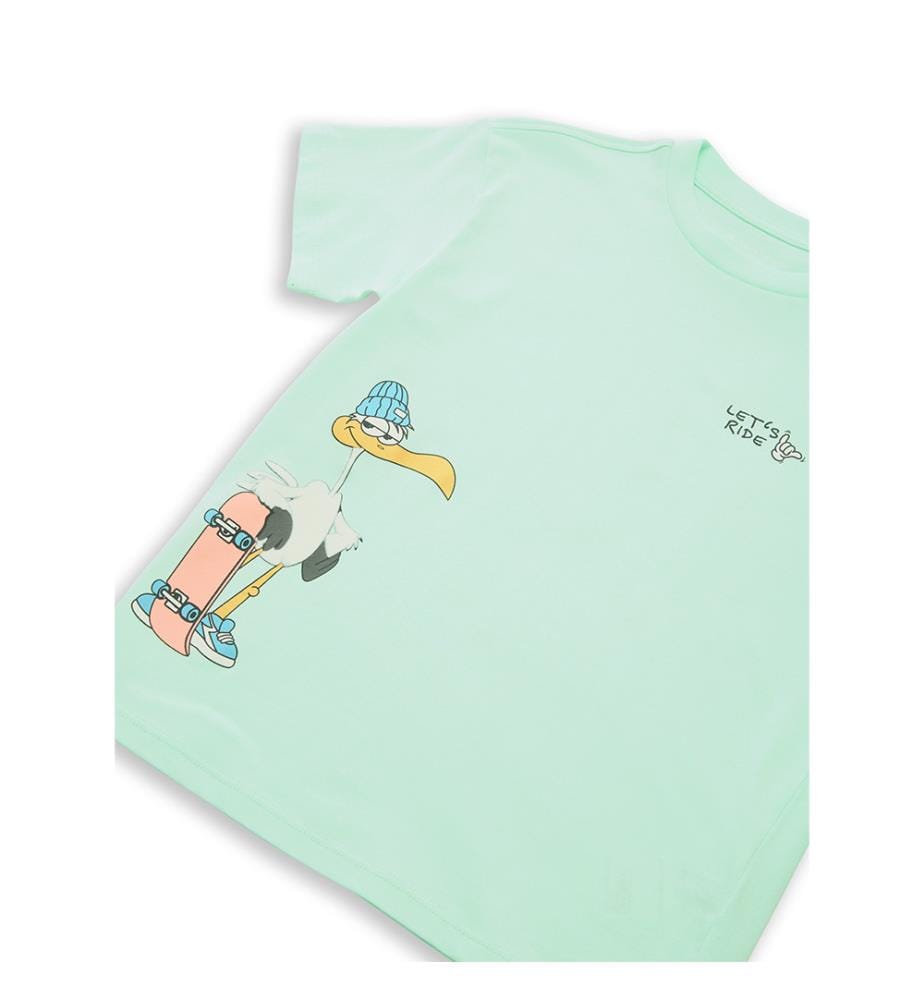 Oversized back-print T-shirt - Light green