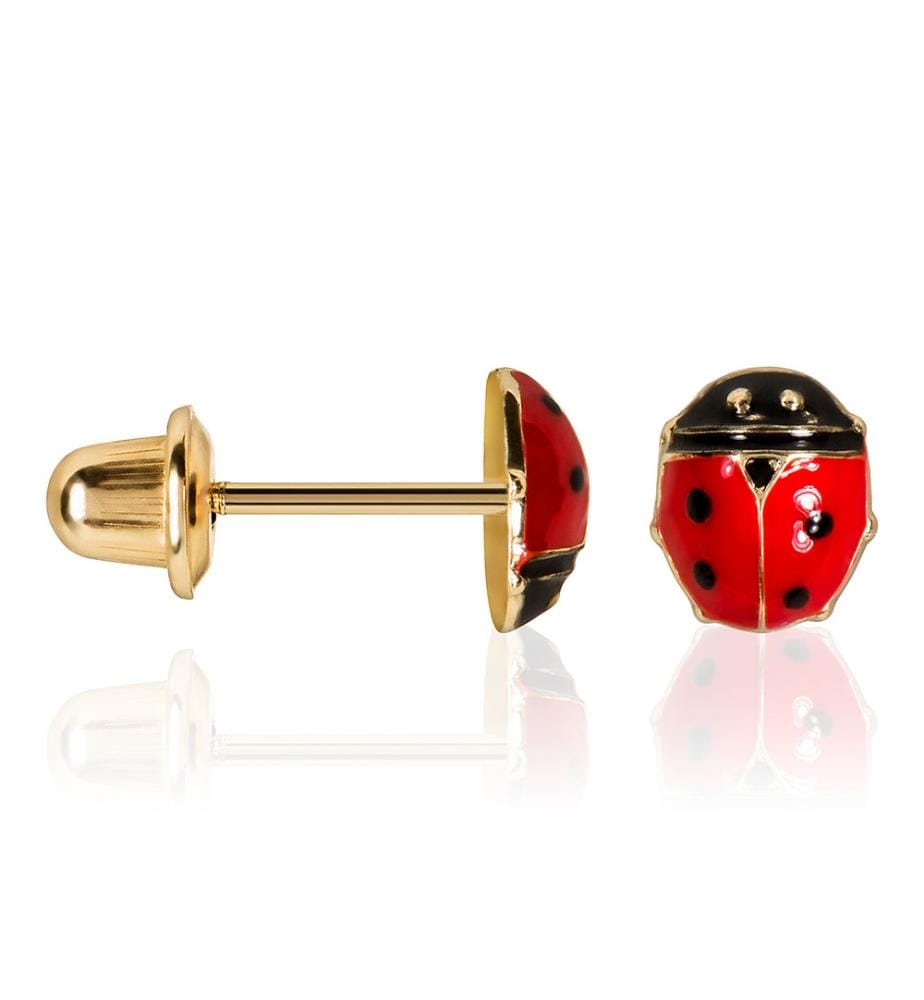 Boucles d'Oreilles enfant, Happy coccinelle, Or Jaune 375/1000